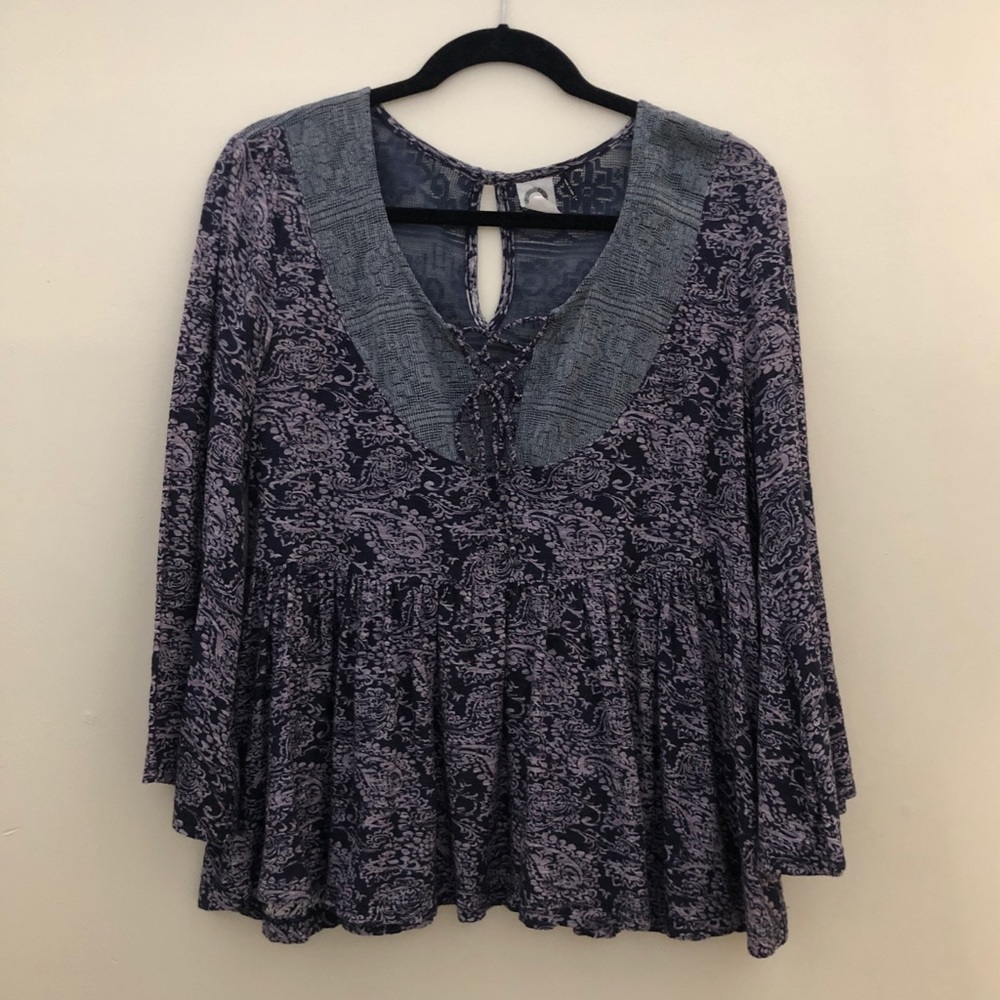 Anthropologie purple 3/4 length blouse